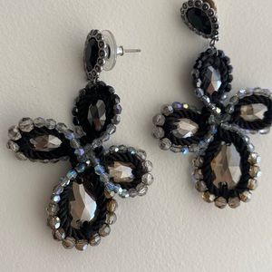 Blue Ruby beaded earrings - very lightweight